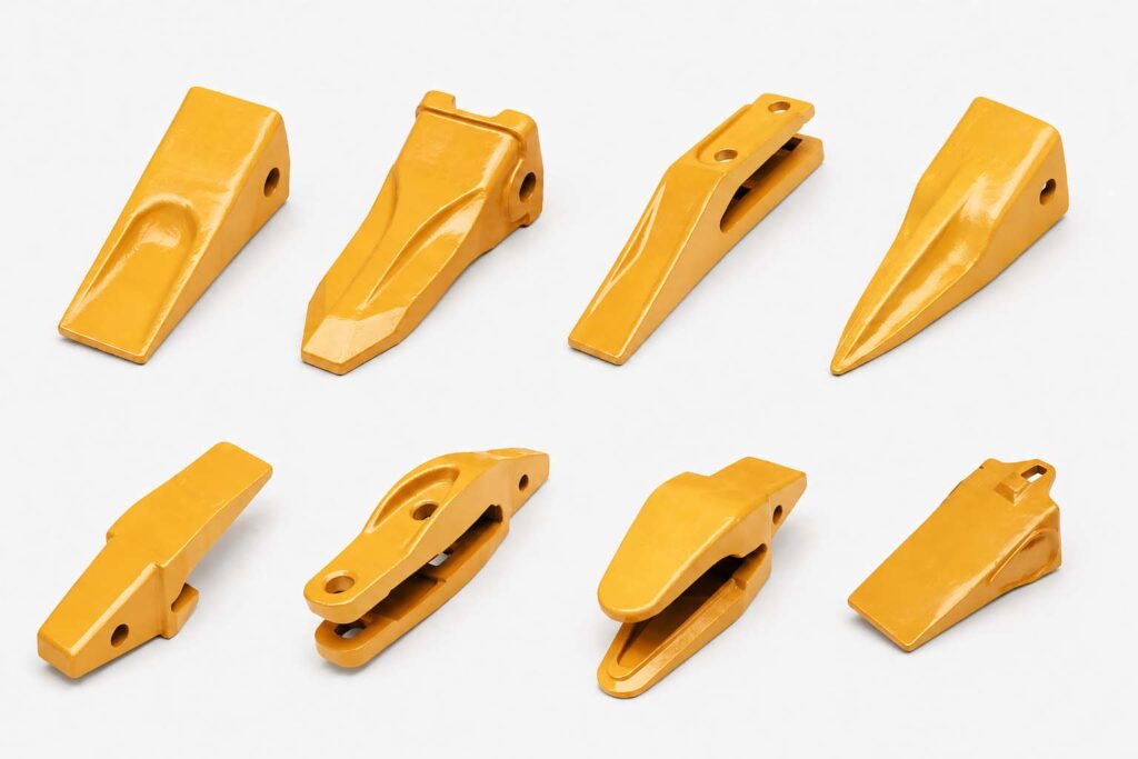 Bucket teeth and adapters used for excavator bucket wear replacement
