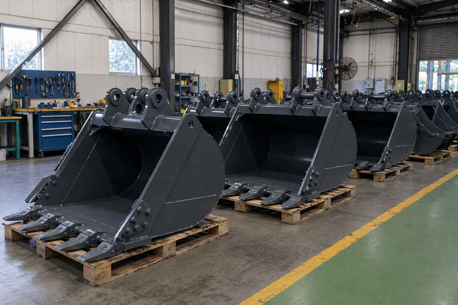 Surface coating and finishing process for excavator buckets