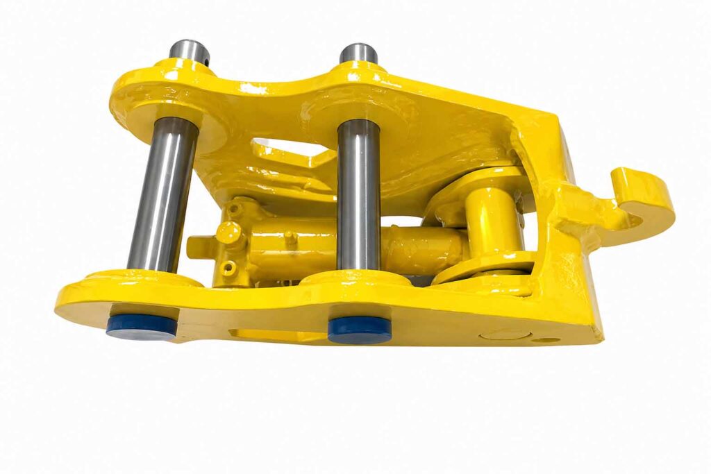 Top view showing the locking structure and inner layout of the mechanical quick coupler