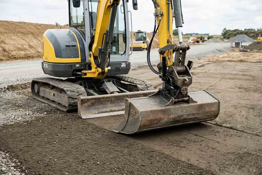 Grading bucket used for ditch finishing and slope work