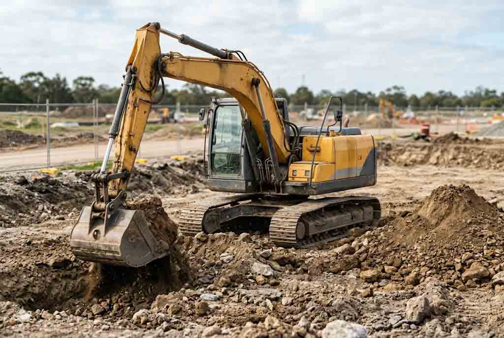 Excavator digging bucket used for general excavation and site preparation