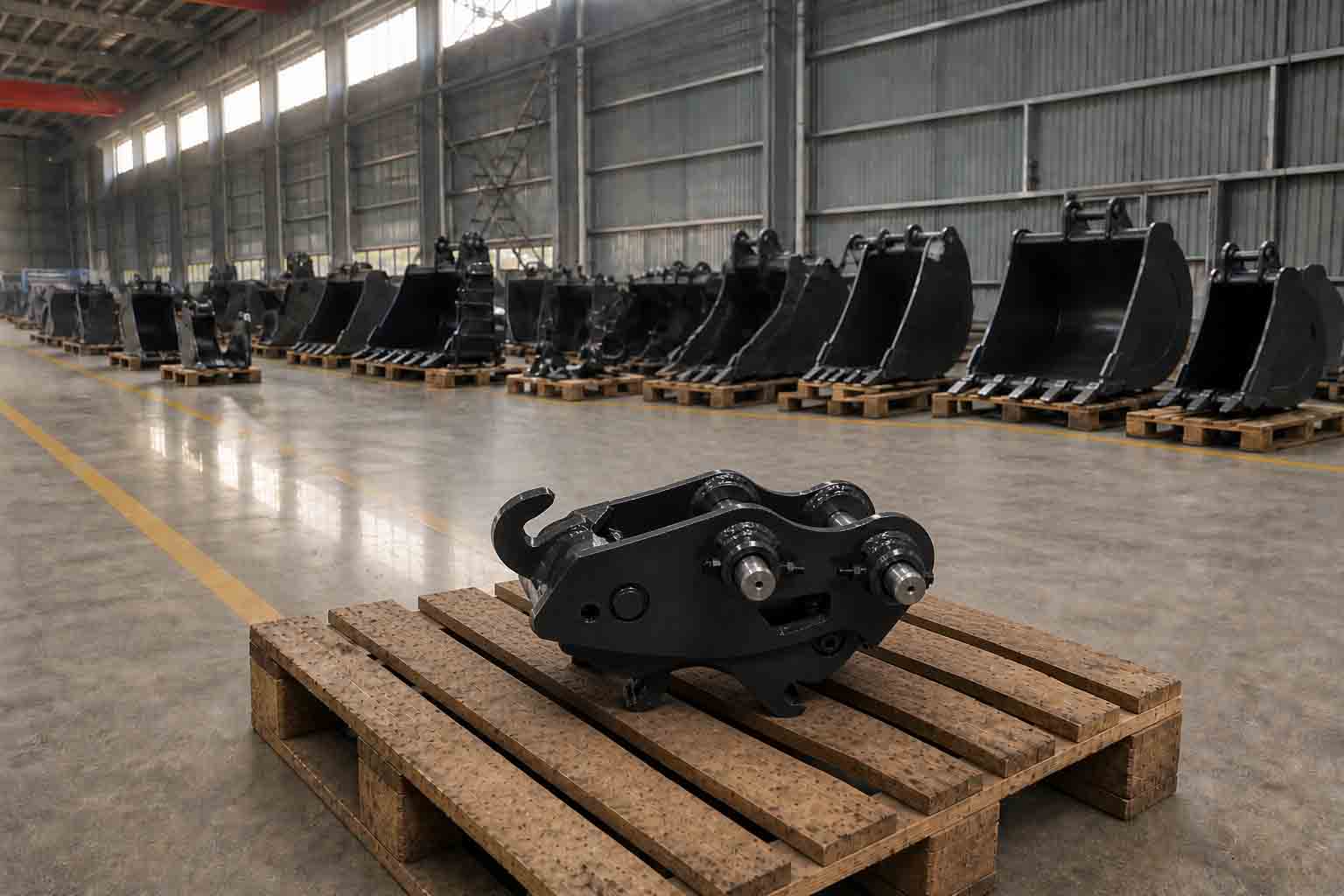 Quick coupler shown as an optional item for package-based bucket changes