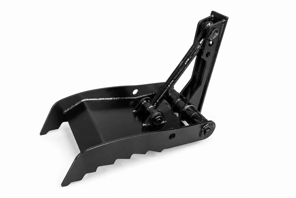 Mechanical thumb for a mid-size excavator for handling rocks, logs, and demolition debris