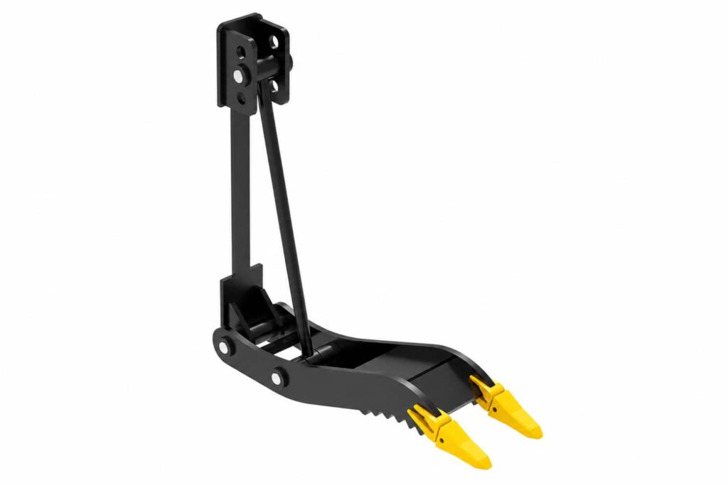 Front view of a mechanical thumb for 1–6T mini excavators